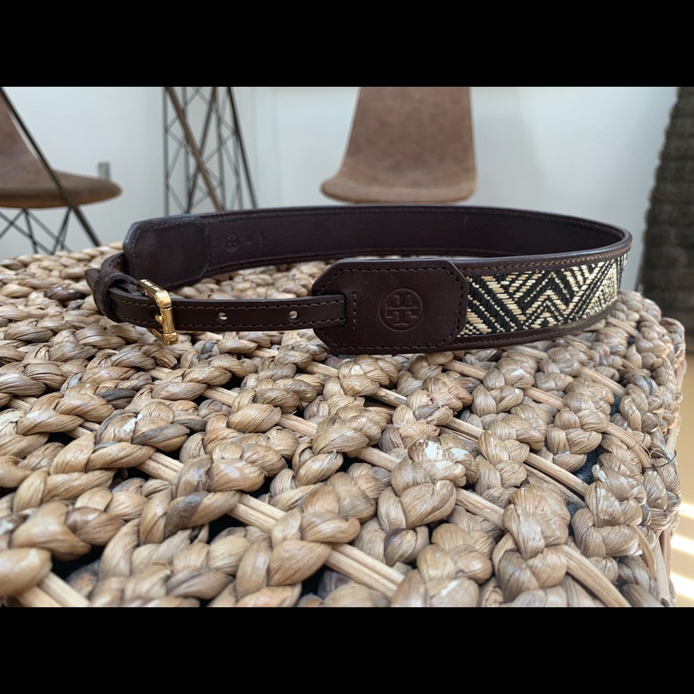 Tory Burch Woven Straw and Leather Belt - Size S